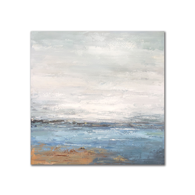 Paisaje marino puro hecho a mano de arte abstracto ilustrado enmarcado pintura acrílica decoración de pared lienzo pintura al óleo para sala de estar